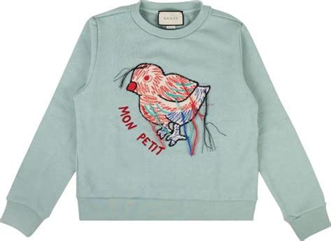 Gucci Embroidered Mon Petit Crewneck Sweatshirt 'Blue' 